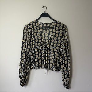 Zara 70s Flower Printed Blouse